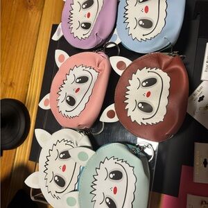 Cute Monsters Face Coin Pouch Set - Multicolor